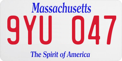 MA license plate 9YU047