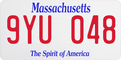 MA license plate 9YU048