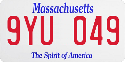 MA license plate 9YU049
