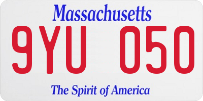 MA license plate 9YU050
