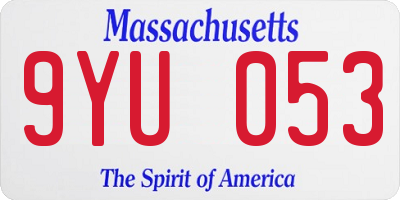 MA license plate 9YU053