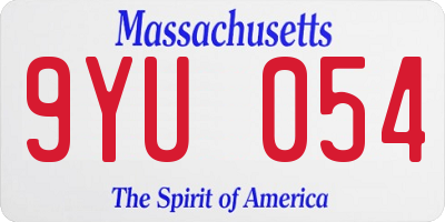 MA license plate 9YU054