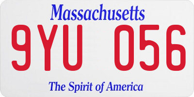 MA license plate 9YU056