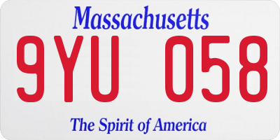 MA license plate 9YU058