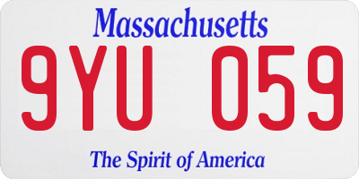 MA license plate 9YU059