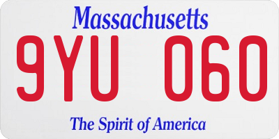 MA license plate 9YU060