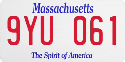 MA license plate 9YU061