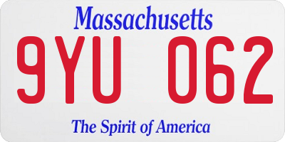 MA license plate 9YU062