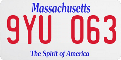 MA license plate 9YU063