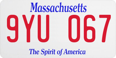MA license plate 9YU067