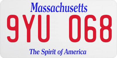 MA license plate 9YU068
