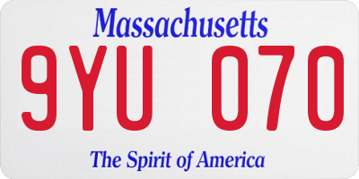 MA license plate 9YU070