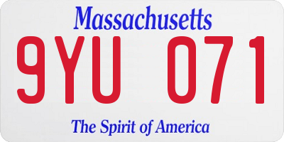 MA license plate 9YU071