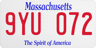 MA license plate 9YU072