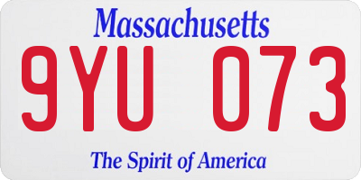 MA license plate 9YU073