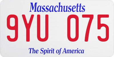MA license plate 9YU075