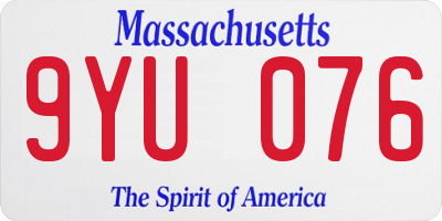 MA license plate 9YU076