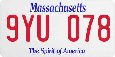 MA license plate 9YU078