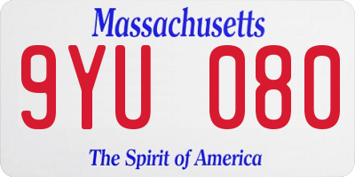 MA license plate 9YU080