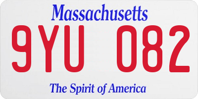 MA license plate 9YU082