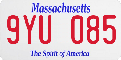 MA license plate 9YU085