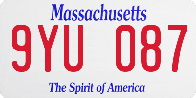 MA license plate 9YU087