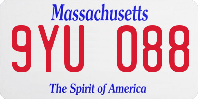 MA license plate 9YU088