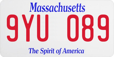 MA license plate 9YU089
