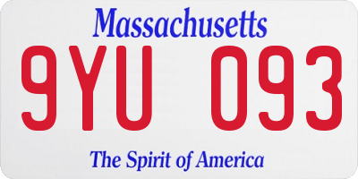 MA license plate 9YU093