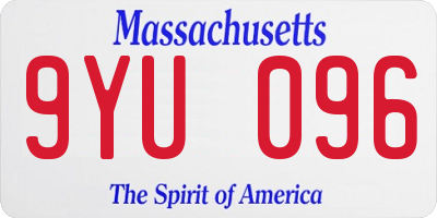 MA license plate 9YU096
