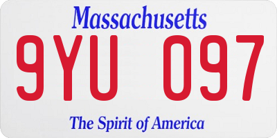 MA license plate 9YU097