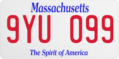 MA license plate 9YU099