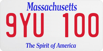 MA license plate 9YU100