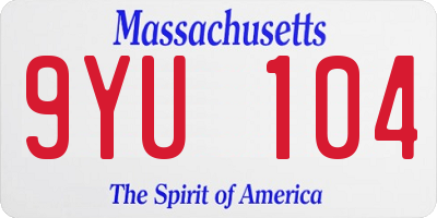 MA license plate 9YU104