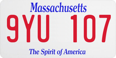 MA license plate 9YU107
