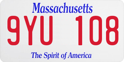 MA license plate 9YU108