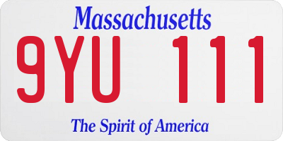 MA license plate 9YU111