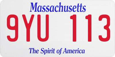 MA license plate 9YU113