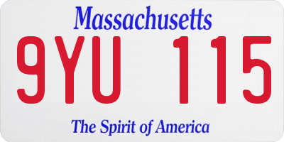 MA license plate 9YU115