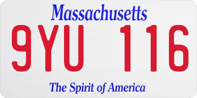 MA license plate 9YU116