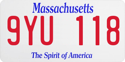 MA license plate 9YU118