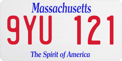 MA license plate 9YU121