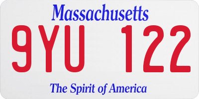 MA license plate 9YU122