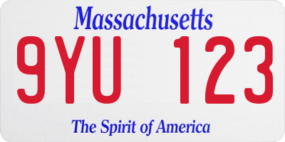 MA license plate 9YU123