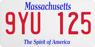 MA license plate 9YU125