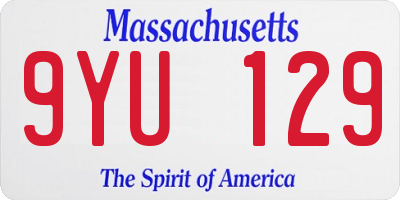 MA license plate 9YU129