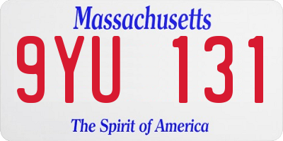 MA license plate 9YU131