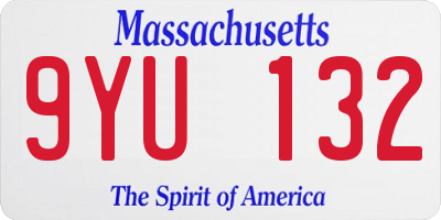 MA license plate 9YU132