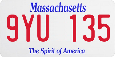 MA license plate 9YU135