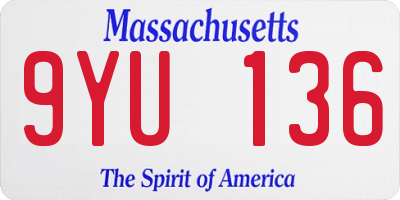 MA license plate 9YU136